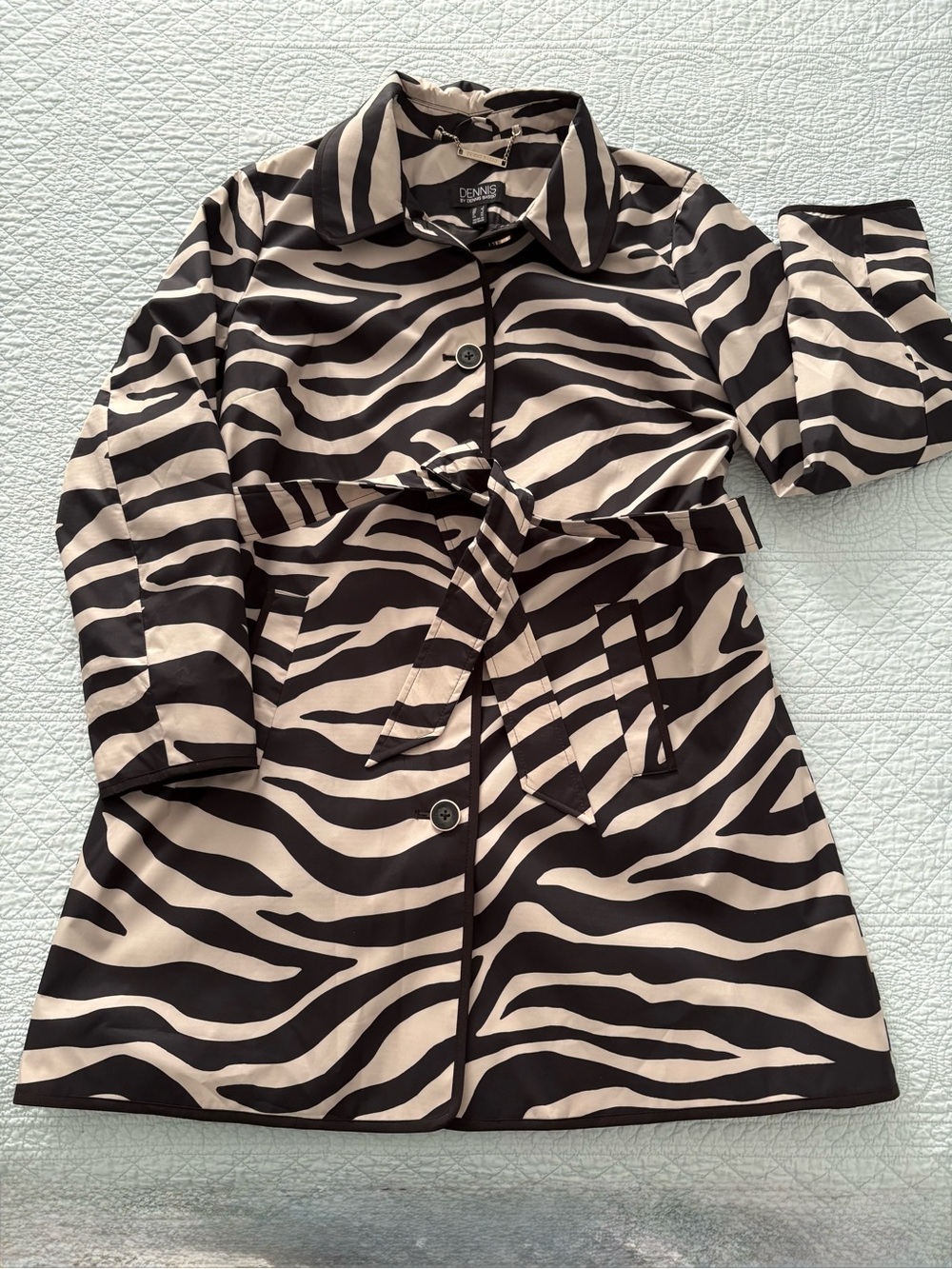 Dennis Basso zebra print trench rain coat. Size large.